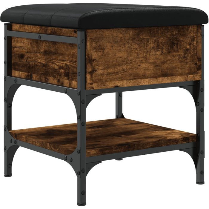 Banco zapatero madera de ingeniería roble ahumado 42x42x45 cm - comfortxl