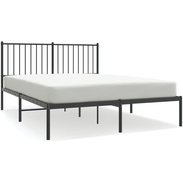 Estructura cama sin colchón con cabecero metal negro 140x190 cm — comfortxl