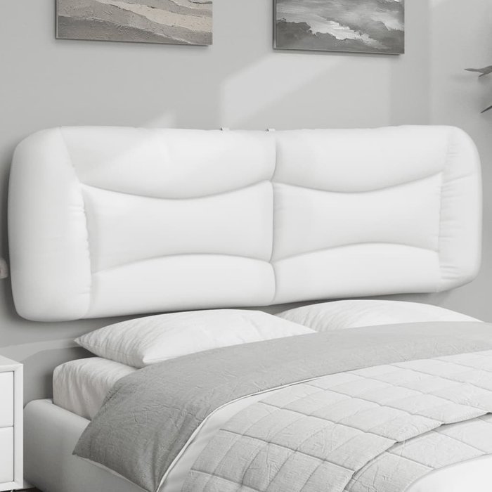 Cabecero de cama acolchado hvar cuero sintético blanco 160 cm
