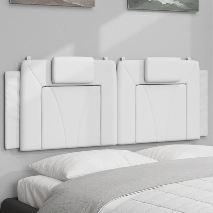 Cabecero de cama acolchado viana cuero sintético blanco 140 cm