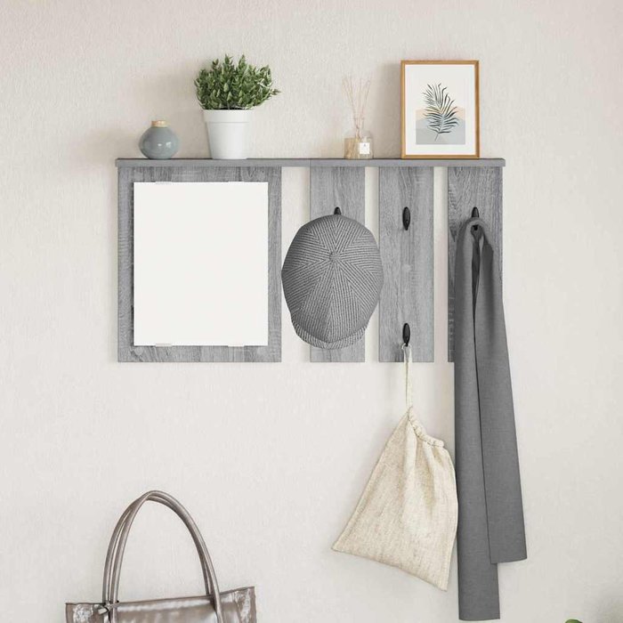 Perchero de pared con estante sonoma, gris, 85 x 10 x 45 cm