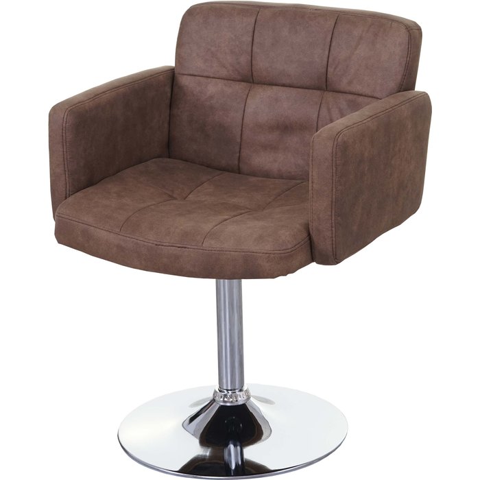 Silla de comedor giratoria vintage de ante sintético cromado marrón 04_0002391
