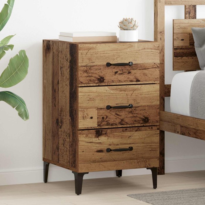 Mesita de noche antigua de madera, 40 x 40,5 x 66 cm