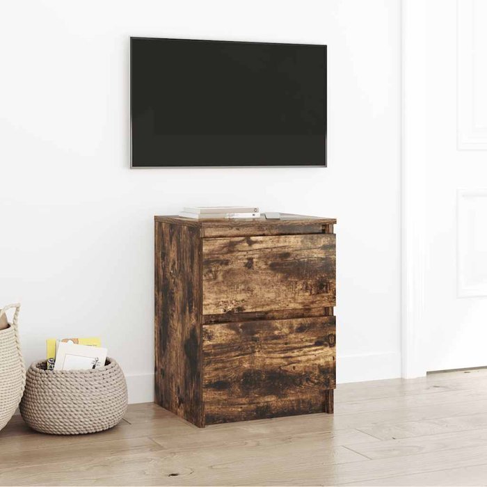 Mueble de tv de roble ahumado 40x35x54 cm madera de ingeniería