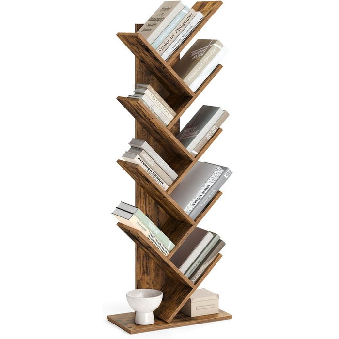 Librería de 8 niveles 50 x 24 x 141,5 cm forma de árbol marrón 12_0004050