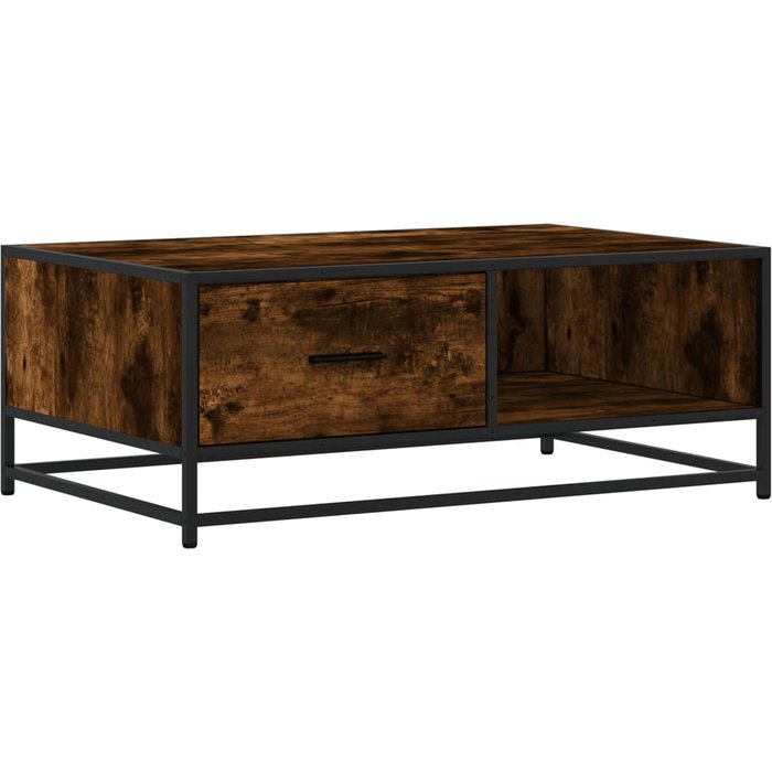 Mesa de centro madera ingeniería metal roble humo 90x57x35 cm - comfortxl