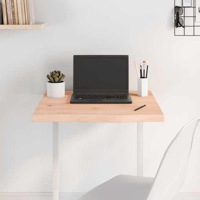 Tablero de mesa de roble macizo sin tratar de 60x60x(2-4) cm.