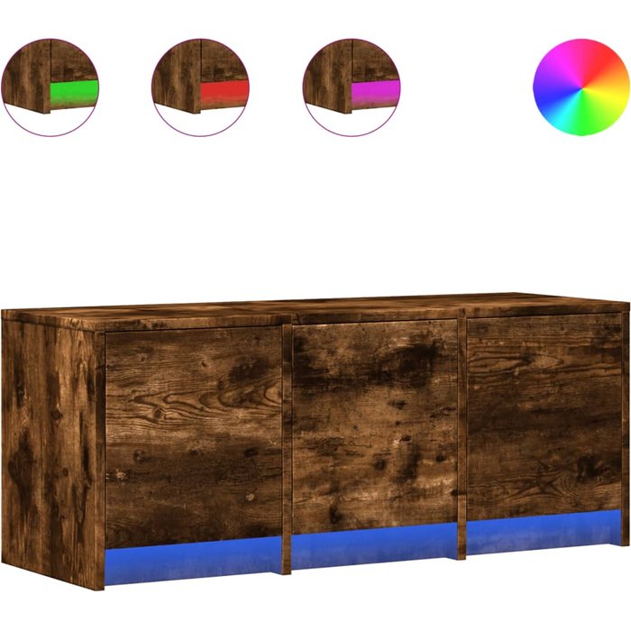 Mueble tv led en madera laminada roble ahumado 97x34x40 cm - comfortxl