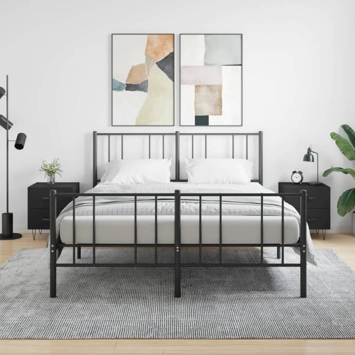 Vidaxl mesitas de noche 2 uds madera ingeniería negro 40x35x47,5 cm