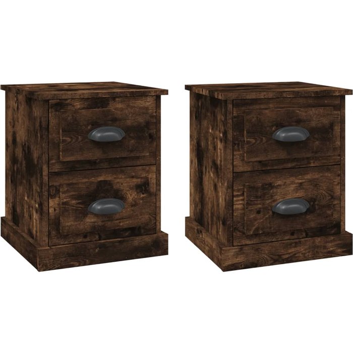 Mesita noche 2 uds madera contrachapada roble humo 39x39x47,5cm - comfortxl