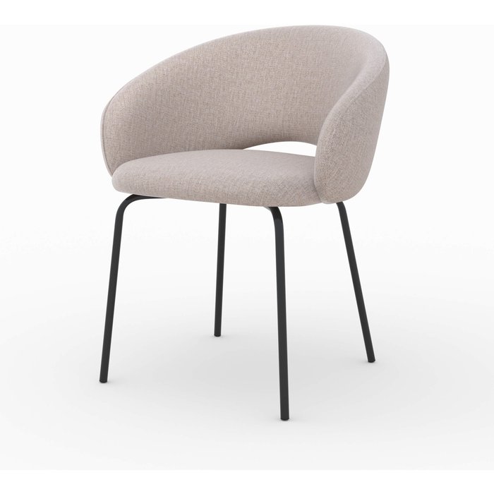 Silla en tela beige jaspeada y patas negras - milly