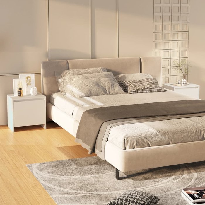Maison exclusive - mesitas de noche 2 uds madera ingeniería blanco 45x34x44,5 cm