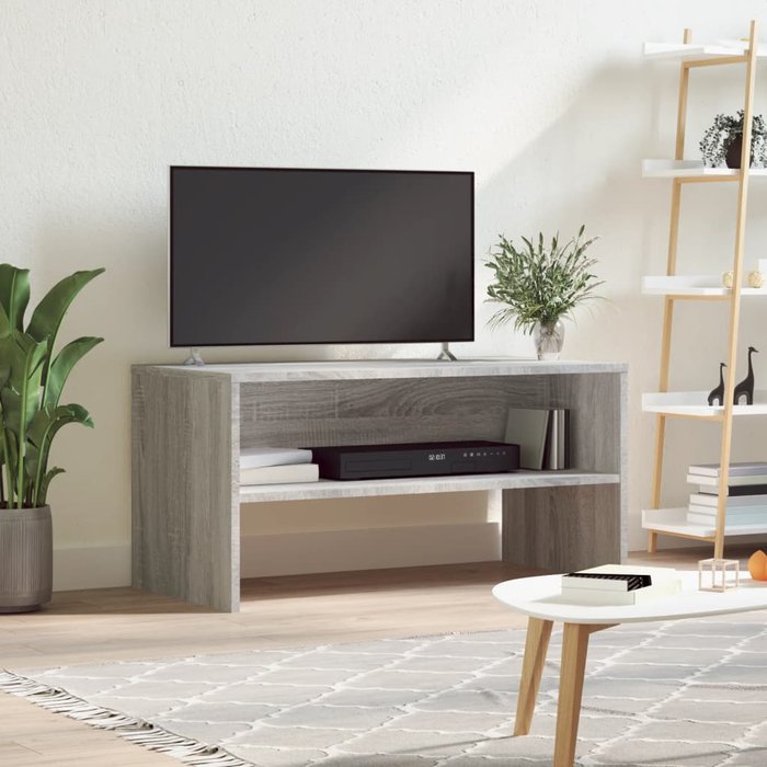 Mueble tv sonoma gris 80x40x40 cm de madera contrachapada