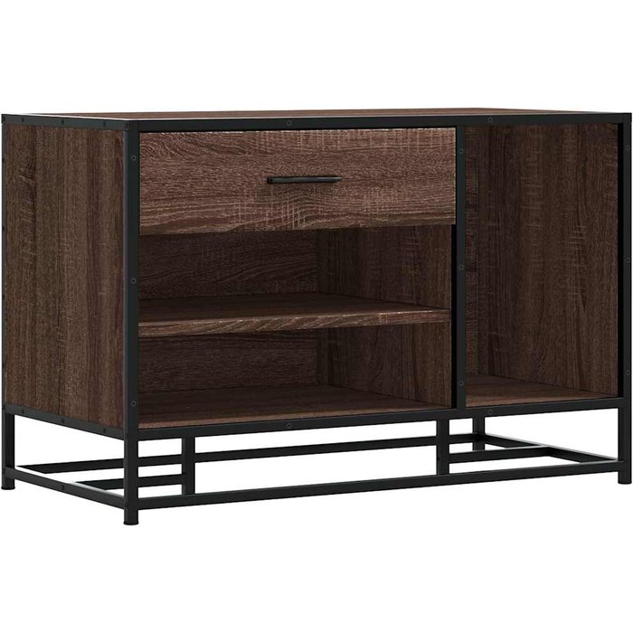 Banco zapatero madera de ingeniería marrón roble 80x40x53,5 cm - comfortxl