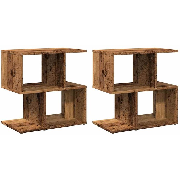 Mesitas de noche 2 uds madera contrachapada envejecida - comfortxl