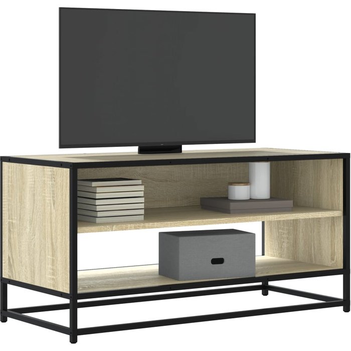 Maison exclusive - mueble tv metal y madera ingeniería roble sonoma 91x40x46 cm