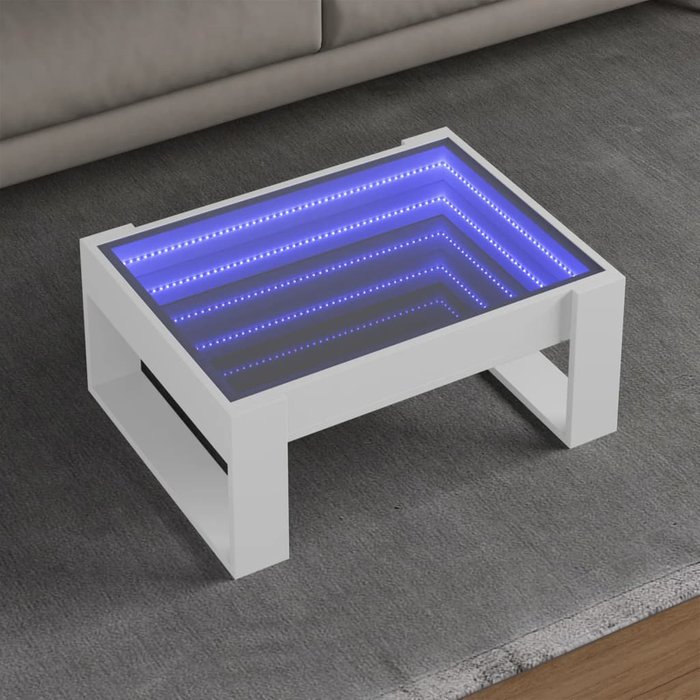 Mesa de centro con led infinito blanco 70x53x30 cm