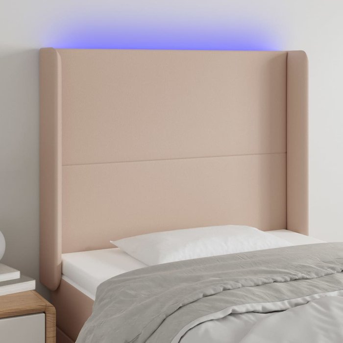 Cabecero con led cuero sintético capuchino 103x16x118/128cm - comfortxl