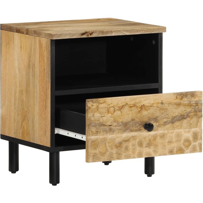 Mesita de noche,mesilla de noche de madera maciza de mango 40x33x46 cm cfw98050