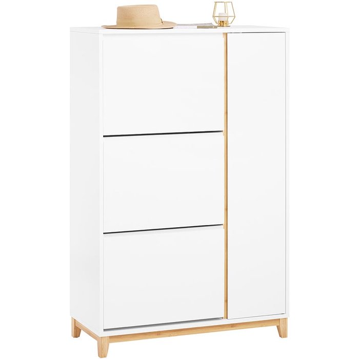 Zapatero con 3 solapas y 1 puerta 80x34x122 cm blanco fsr189-wn sobuy es