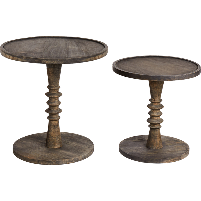 Beliani conjunto de 2 mesas auxiliares thalia madera de mango marrón oscuro