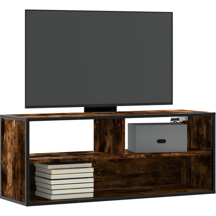 Mueble tv roble ahumado 100x31x39,5 cm madera contrachapada y metal