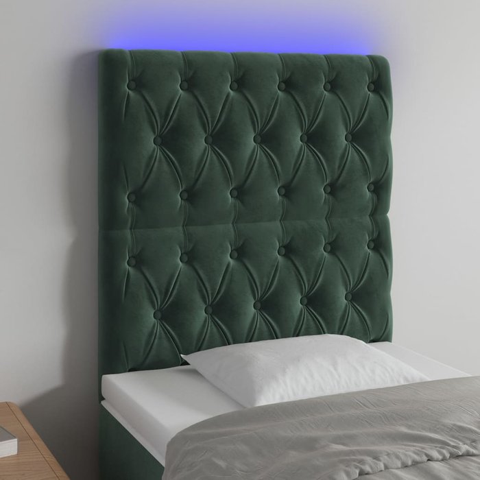 Cabecero led verde oscuro 80x7x118/128 cm terciopelo