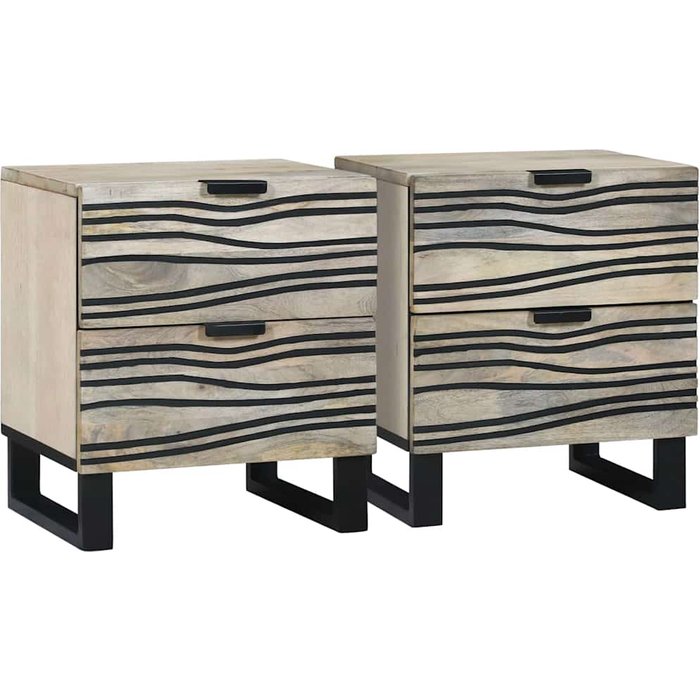 Armario de noche con cajón 2 pcs y negro 40 x 33 x 46 cm vidaxl