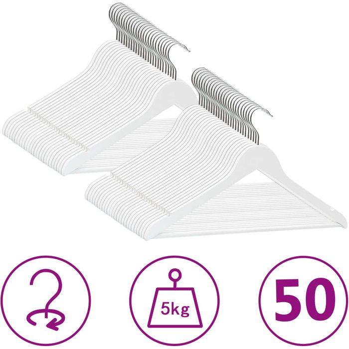 Juego de perchas ropa 50 uds antideslizantes madera dura