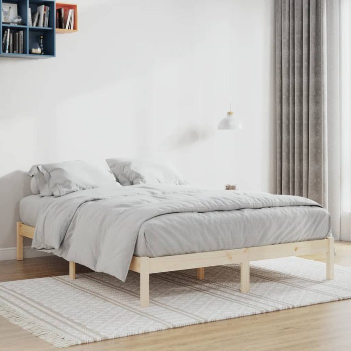 Estructura de cama sin colchón 152x203 cm madera maciza de pino