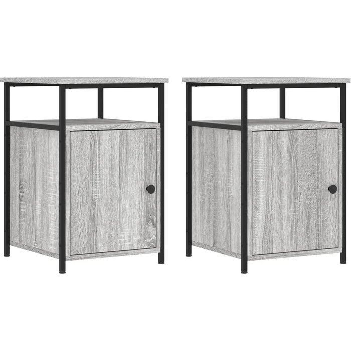 Mesitas de noche 2 uds madera contrachapada gris 40x42x60 cm - comfortxl