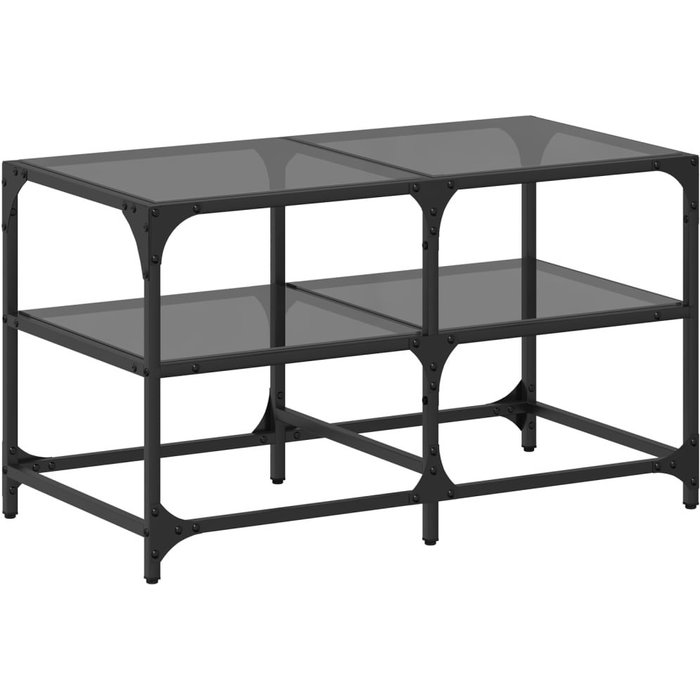 Mesa de centro con tapa de cristal de acero negro 78,5x40x45 cm - comfortxl