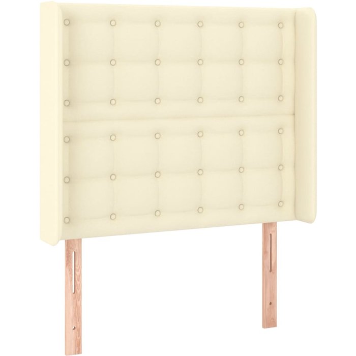 Cabecero cama - mueble cabecero con orejas cuero sintético crema 83x16x118/128cm