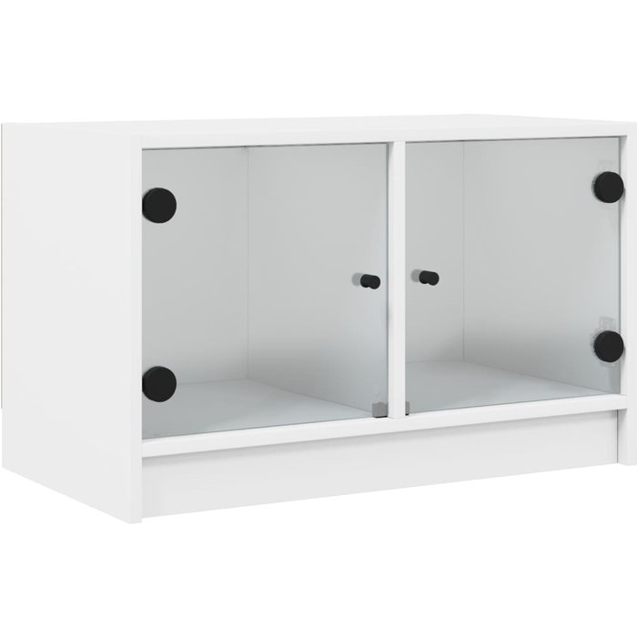 Mueble de tv con puertas de cristal blanco 68x37x42 cm - comfortxl