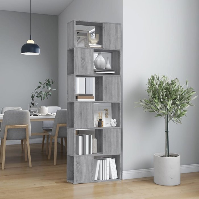 Librería/separador de ambientes sonoma gris 60x24x186 cm - pangivo