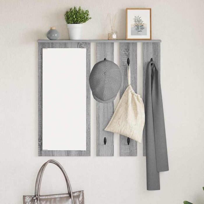 Perchero de pared con estante sonoma, gris, 84 x 10 x 80 cm
