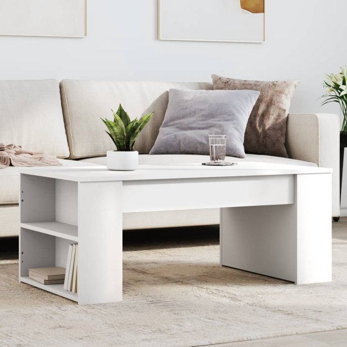 Mesa de centro madera de ingeniería blanco 102x55x42 cm - comfortxl