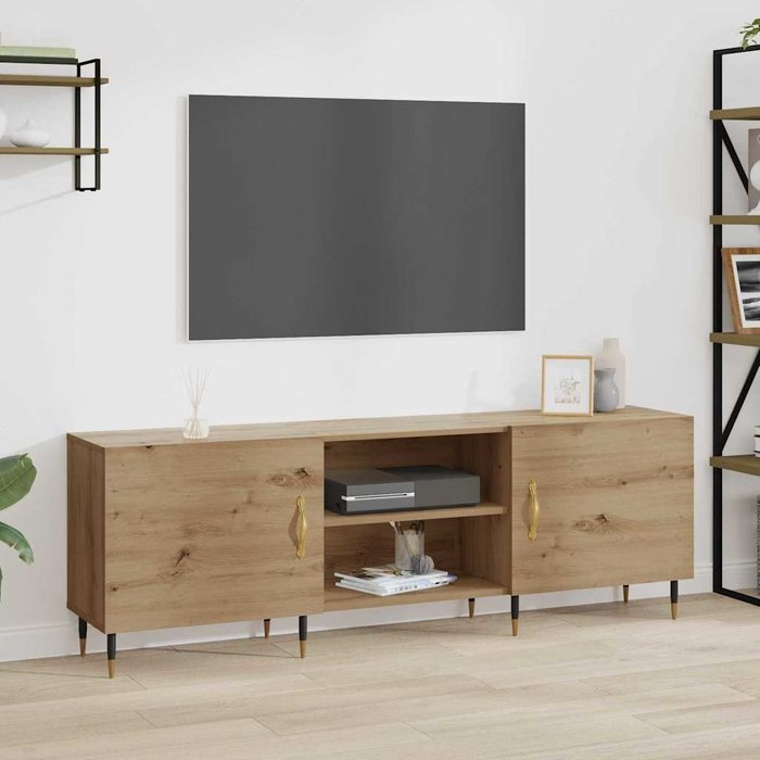 Mueble de tv de roble hecho a mano, 150 x 30 x 50 cm, madera de ingeniería