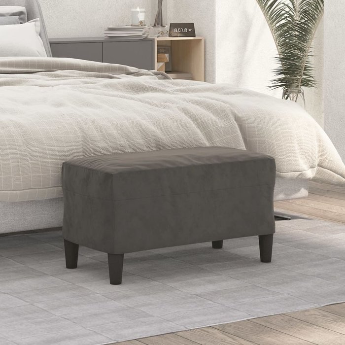 Banco interior | banco de terciopelo gris oscuro 70x35x41 cm cfw65867