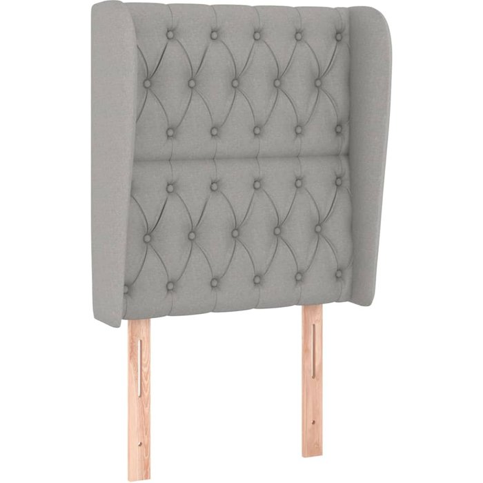 Cabecero cama - mueble cabecero con orejas de tela gris claro 83x23x118/128 cm