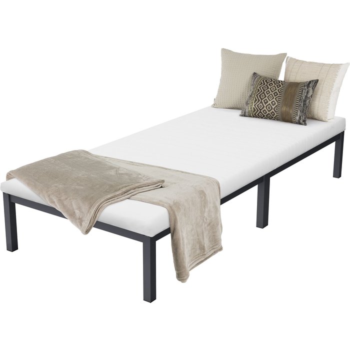 Cama de estructura metalica antracita 90x200cm con colchón de espuma fría 10cm