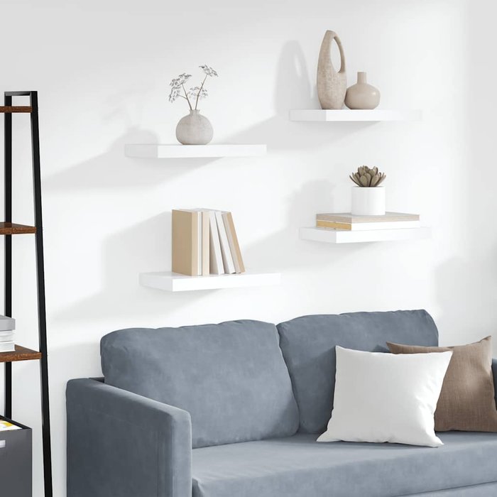 Estantes flotantes de pared, 4 unidades, blancos, 40x23x3,8 cm, mdf