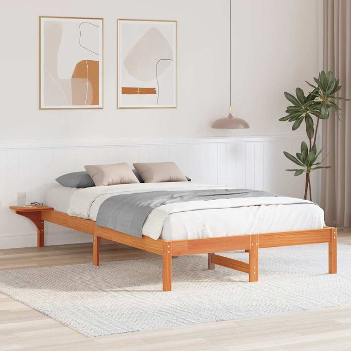 Estructura de cama marrón cera 135 x 190 cm vidaxl
