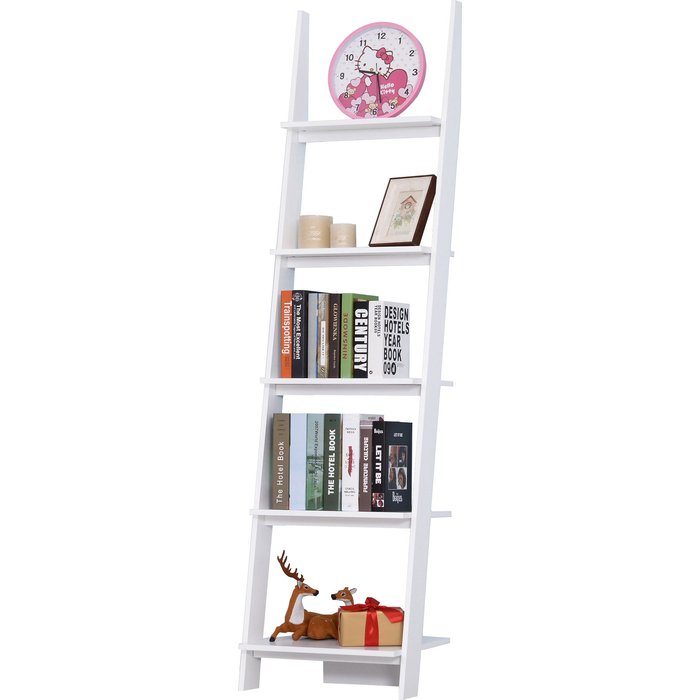 Estantería escalera 5 baldas mdf blanco 50x40x195cm - decoración moderna