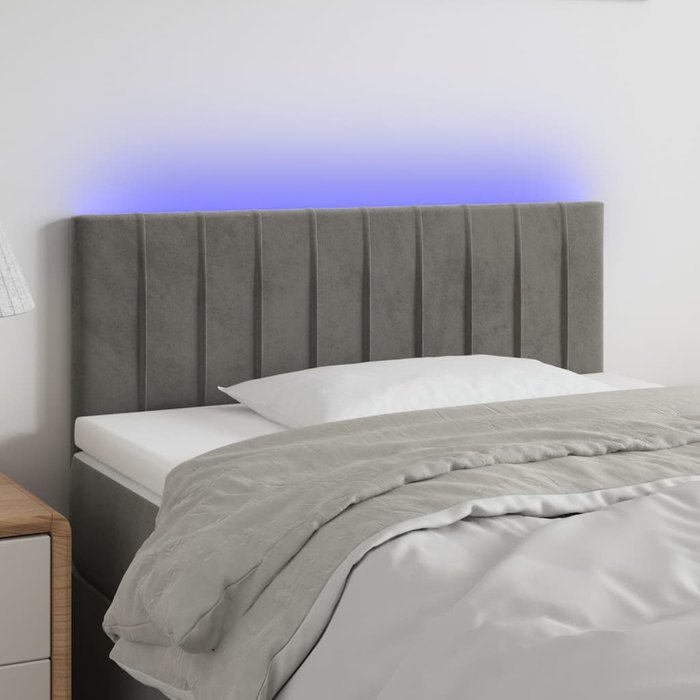 Cabecero led gris claro 100x5x78/88 cm terciopelo - comfortxl