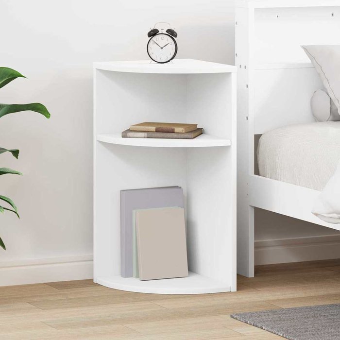 Mesita auxiliar blanca, 29,6 x 29,6 x 60 cm, madera de ingeniería.