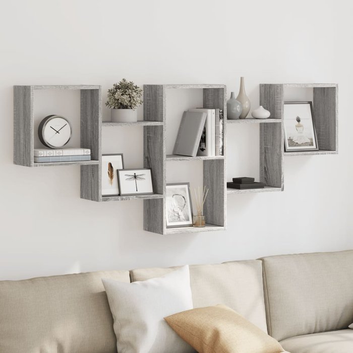 Estante de pared sonoma gris 159x18x66 cm madera contrachapada