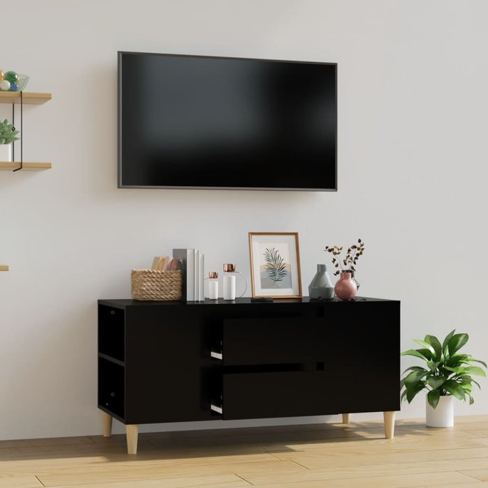 Maison exclusive - mueble para tv madera contrachapada negro 102x44,5x50 cm