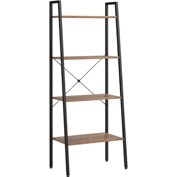 Estantería de pie 4 baldas marrón oscuro y negro 56x35x140 cm – comfortxl