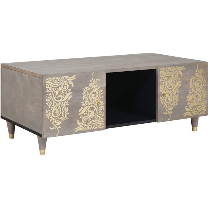 Vidaxl mesa de café gris 100 x 54 x 40 cm madera maciza de mango